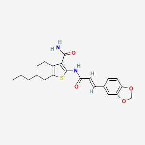 molecular formula C22H24N2O4S B5369544 2-{[(2E)-3-(1,3-benzodioxol-5-yl)prop-2-enoyl]amino}-6-propyl-4,5,6,7-tetrahydro-1-benzothiophene-3-carboxamide 