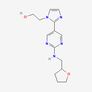 molecular formula C14H19N5O2 B5369644 2-(2-{2-[(tetrahydrofuran-2-ylmethyl)amino]pyrimidin-5-yl}-1H-imidazol-1-yl)ethanol 