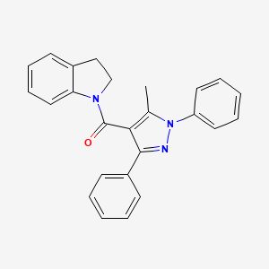 molecular formula C25H21N3O B5369658 1-[(5-methyl-1,3-diphenyl-1H-pyrazol-4-yl)carbonyl]indoline 