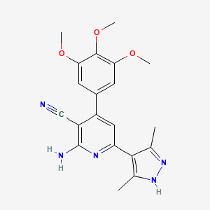 molecular formula C20H21N5O3 B5369699 2-amino-6-(3,5-dimethyl-1H-pyrazol-4-yl)-4-(3,4,5-trimethoxyphenyl)nicotinonitrile 