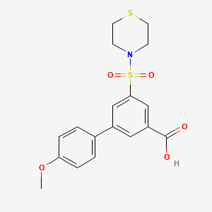 molecular formula C18H19NO5S2 B5369804 4'-methoxy-5-(thiomorpholin-4-ylsulfonyl)biphenyl-3-carboxylic acid 