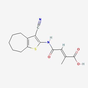 molecular formula C15H16N2O3S B5369812 4-[(3-cyano-5,6,7,8-tetrahydro-4H-cyclohepta[b]thien-2-yl)amino]-2-methyl-4-oxo-2-butenoic acid 