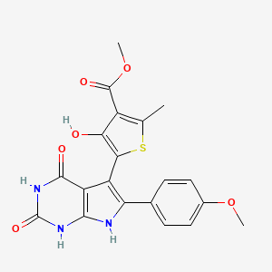 molecular formula C20H17N3O6S B5369832 methyl 4-hydroxy-5-[6-(4-methoxyphenyl)-2,4-dioxo-2,3,4,7-tetrahydro-1H-pyrrolo[2,3-d]pyrimidin-5-yl]-2-methylthiophene-3-carboxylate 