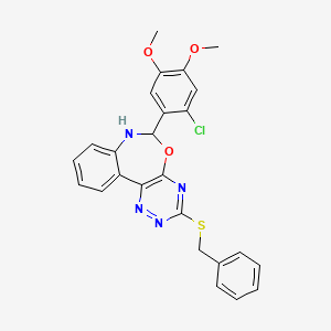 molecular formula C25H21ClN4O3S B5369861 3-(benzylthio)-6-(2-chloro-4,5-dimethoxyphenyl)-6,7-dihydro[1,2,4]triazino[5,6-d][3,1]benzoxazepine 