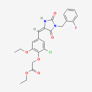 ethyl (2-chloro-6-ethoxy-4-{[1-(2-fluorobenzyl)-2,5-dioxo-4-imidazolidinylidene]methyl}phenoxy)acetate