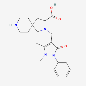 molecular formula C21H28N4O3 B5370001 2-[(1,5-dimethyl-3-oxo-2-phenyl-2,3-dihydro-1H-pyrazol-4-yl)methyl]-2,8-diazaspiro[4.5]decane-3-carboxylic acid 