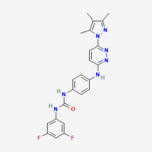 molecular formula C23H21F2N7O B5370037 N-(3,5-difluorophenyl)-N'-(4-{[6-(3,4,5-trimethyl-1H-pyrazol-1-yl)-3-pyridazinyl]amino}phenyl)urea 