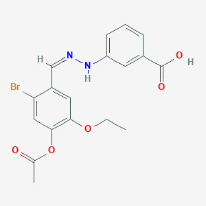 molecular formula C18H17BrN2O5 B5370062 3-{2-[4-(acetyloxy)-2-bromo-5-ethoxybenzylidene]hydrazino}benzoic acid 