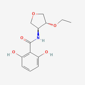 molecular formula C13H17NO5 B5370116 N-[(3S*,4R*)-4-ethoxytetrahydrofuran-3-yl]-2,6-dihydroxybenzamide 