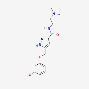 molecular formula C16H22N4O3 B5370194 N-[2-(dimethylamino)ethyl]-5-[(3-methoxyphenoxy)methyl]-1H-pyrazole-3-carboxamide 