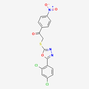 molecular formula C16H9Cl2N3O4S B5370229 2-{[5-(2,4-dichlorophenyl)-1,3,4-oxadiazol-2-yl]thio}-1-(4-nitrophenyl)ethanone 