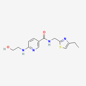 molecular formula C14H18N4O2S B5370298 N-[(4-ethyl-1,3-thiazol-2-yl)methyl]-6-[(2-hydroxyethyl)amino]nicotinamide 