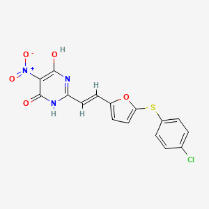 molecular formula C16H10ClN3O5S B5370323 2-(2-{5-[(4-chlorophenyl)thio]-2-furyl}vinyl)-6-hydroxy-5-nitro-4(3H)-pyrimidinone 