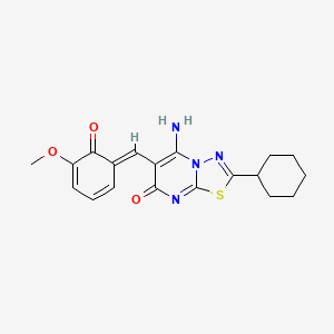 molecular formula C19H20N4O3S B5370370 2-cyclohexyl-6-(2-hydroxy-3-methoxybenzylidene)-5-imino-5,6-dihydro-7H-[1,3,4]thiadiazolo[3,2-a]pyrimidin-7-one 