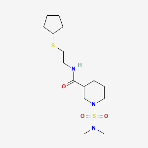 molecular formula C15H29N3O3S2 B5370371 N-[2-(cyclopentylthio)ethyl]-1-[(dimethylamino)sulfonyl]-3-piperidinecarboxamide 