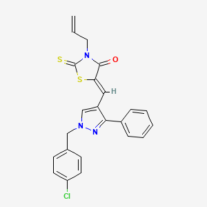 molecular formula C23H18ClN3OS2 B5370455 3-allyl-5-{[1-(4-chlorobenzyl)-3-phenyl-1H-pyrazol-4-yl]methylene}-2-thioxo-1,3-thiazolidin-4-one 