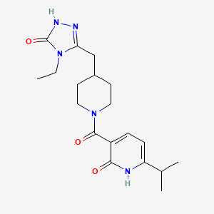 molecular formula C19H27N5O3 B5370486 3-({4-[(4-ethyl-5-oxo-4,5-dihydro-1H-1,2,4-triazol-3-yl)methyl]-1-piperidinyl}carbonyl)-6-isopropyl-2(1H)-pyridinone 