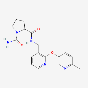 molecular formula C18H21N5O3 B5370533 N~2~-({2-[(6-methylpyridin-3-yl)oxy]pyridin-3-yl}methyl)pyrrolidine-1,2-dicarboxamide 