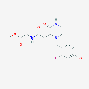 methyl N-{[1-(2-fluoro-4-methoxybenzyl)-3-oxo-2-piperazinyl]acetyl}glycinate