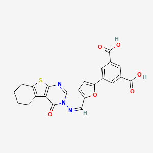 5-(5-{[(4-oxo-5,6,7,8-tetrahydro[1]benzothieno[2,3-d]pyrimidin-3(4H)-yl)imino]methyl}-2-furyl)isophthalic acid