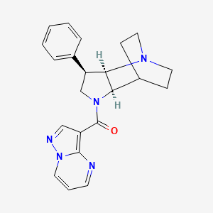 molecular formula C22H23N5O B5370696 (3R*,3aR*,7aR*)-3-phenyl-1-(pyrazolo[1,5-a]pyrimidin-3-ylcarbonyl)octahydro-4,7-ethanopyrrolo[3,2-b]pyridine 