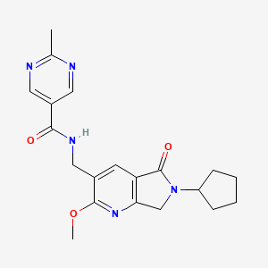 N-[(6-cyclopentyl-2-methoxy-5-oxo-6,7-dihydro-5H-pyrrolo[3,4-b]pyridin-3-yl)methyl]-2-methylpyrimidine-5-carboxamide