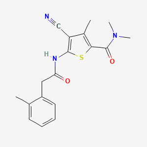 molecular formula C18H19N3O2S B5370753 4-cyano-N,N,3-trimethyl-5-{[(2-methylphenyl)acetyl]amino}-2-thiophenecarboxamide 