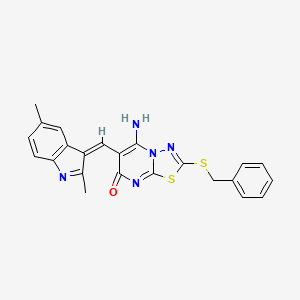 molecular formula C23H19N5OS2 B5370762 2-(benzylthio)-6-[(2,5-dimethyl-1H-indol-3-yl)methylene]-5-imino-5,6-dihydro-7H-[1,3,4]thiadiazolo[3,2-a]pyrimidin-7-one 