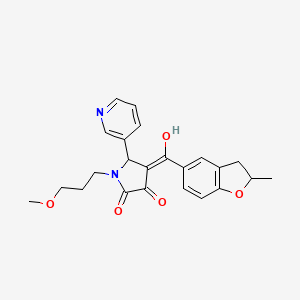 molecular formula C23H24N2O5 B5370773 3-hydroxy-1-(3-methoxypropyl)-4-[(2-methyl-2,3-dihydro-1-benzofuran-5-yl)carbonyl]-5-(3-pyridinyl)-1,5-dihydro-2H-pyrrol-2-one 