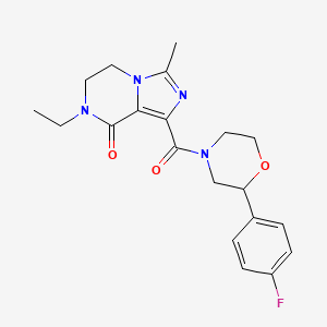 molecular formula C20H23FN4O3 B5370790 7-ethyl-1-{[2-(4-fluorophenyl)morpholin-4-yl]carbonyl}-3-methyl-6,7-dihydroimidazo[1,5-a]pyrazin-8(5H)-one 