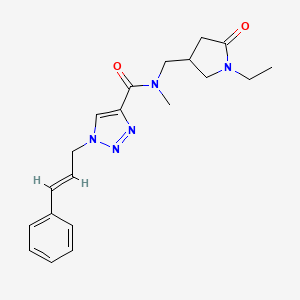 molecular formula C20H25N5O2 B5370794 N-[(1-ethyl-5-oxo-3-pyrrolidinyl)methyl]-N-methyl-1-[(2E)-3-phenyl-2-propen-1-yl]-1H-1,2,3-triazole-4-carboxamide 