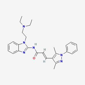 molecular formula C27H32N6O B5370817 N-{1-[2-(diethylamino)ethyl]-1H-benzimidazol-2-yl}-3-(3,5-dimethyl-1-phenyl-1H-pyrazol-4-yl)acrylamide 