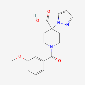 1-(3-methoxybenzoyl)-4-(1H-pyrazol-1-yl)piperidine-4-carboxylic acid