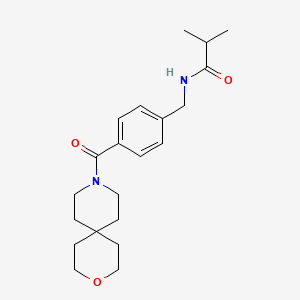 molecular formula C21H30N2O3 B5370903 2-methyl-N-[4-(3-oxa-9-azaspiro[5.5]undec-9-ylcarbonyl)benzyl]propanamide 