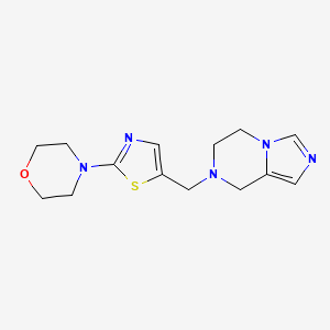 molecular formula C14H19N5OS B5370911 7-[(2-morpholin-4-yl-1,3-thiazol-5-yl)methyl]-5,6,7,8-tetrahydroimidazo[1,5-a]pyrazine 