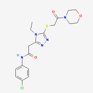 molecular formula C18H22ClN5O3S B5370958 N-(4-chlorophenyl)-2-(4-ethyl-5-{[2-(4-morpholinyl)-2-oxoethyl]thio}-4H-1,2,4-triazol-3-yl)acetamide 