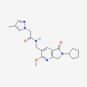 N-[(6-cyclopentyl-2-methoxy-5-oxo-6,7-dihydro-5H-pyrrolo[3,4-b]pyridin-3-yl)methyl]-2-(4-methyl-1H-pyrazol-1-yl)acetamide