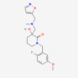 molecular formula C19H24FN3O4 B5371029 1-(2-fluoro-5-methoxybenzyl)-3-hydroxy-3-{[(isoxazol-5-ylmethyl)(methyl)amino]methyl}piperidin-2-one 