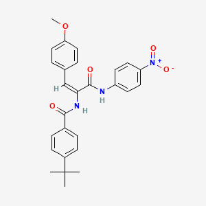 molecular formula C27H27N3O5 B5371034 4-tert-butyl-N-(2-(4-methoxyphenyl)-1-{[(4-nitrophenyl)amino]carbonyl}vinyl)benzamide 