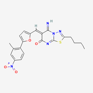 molecular formula C21H19N5O4S B5371042 2-butyl-5-imino-6-{[5-(2-methyl-4-nitrophenyl)-2-furyl]methylene}-5,6-dihydro-7H-[1,3,4]thiadiazolo[3,2-a]pyrimidin-7-one 