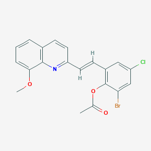 molecular formula C20H15BrClNO3 B5371053 2-bromo-4-chloro-6-[2-(8-methoxy-2-quinolinyl)vinyl]phenyl acetate 