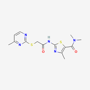 molecular formula C14H17N5O2S2 B5371065 N,N,4-trimethyl-2-({[(4-methyl-2-pyrimidinyl)thio]acetyl}amino)-1,3-thiazole-5-carboxamide 