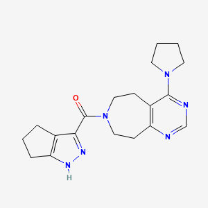 molecular formula C19H24N6O B5371138 4-pyrrolidin-1-yl-7-(1,4,5,6-tetrahydrocyclopenta[c]pyrazol-3-ylcarbonyl)-6,7,8,9-tetrahydro-5H-pyrimido[4,5-d]azepine 