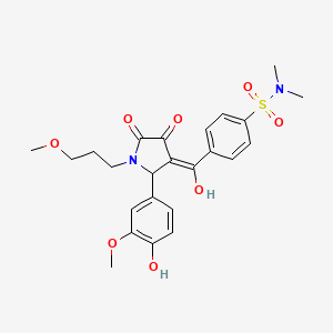 molecular formula C24H28N2O8S B5371184 4-{[4-hydroxy-2-(4-hydroxy-3-methoxyphenyl)-1-(3-methoxypropyl)-5-oxo-2,5-dihydro-1H-pyrrol-3-yl]carbonyl}-N,N-dimethylbenzenesulfonamide 