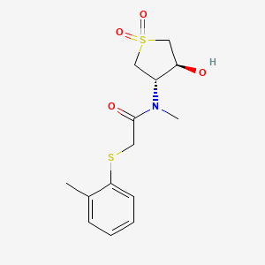 molecular formula C14H19NO4S2 B5371187 N-[(3S*,4S*)-4-hydroxy-1,1-dioxidotetrahydro-3-thienyl]-N-methyl-2-[(2-methylphenyl)thio]acetamide 