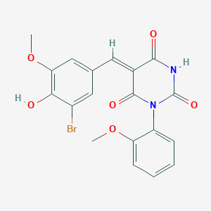 molecular formula C19H15BrN2O6 B5371211 5-(3-bromo-4-hydroxy-5-methoxybenzylidene)-1-(2-methoxyphenyl)-2,4,6(1H,3H,5H)-pyrimidinetrione 