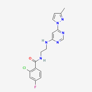 2-chloro-4-fluoro-N-(2-{[6-(3-methyl-1H-pyrazol-1-yl)-4-pyrimidinyl]amino}ethyl)benzamide