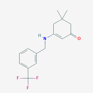 molecular formula C16H18F3NO B5371370 5,5-dimethyl-3-{[3-(trifluoromethyl)benzyl]amino}-2-cyclohexen-1-one 