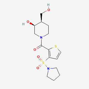 molecular formula C15H22N2O5S2 B5371401 (3S*,4R*)-4-(hydroxymethyl)-1-{[3-(1-pyrrolidinylsulfonyl)-2-thienyl]carbonyl}-3-piperidinol 