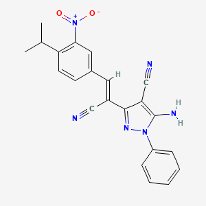 molecular formula C22H18N6O2 B5371440 5-amino-3-[1-cyano-2-(4-isopropyl-3-nitrophenyl)vinyl]-1-phenyl-1H-pyrazole-4-carbonitrile 